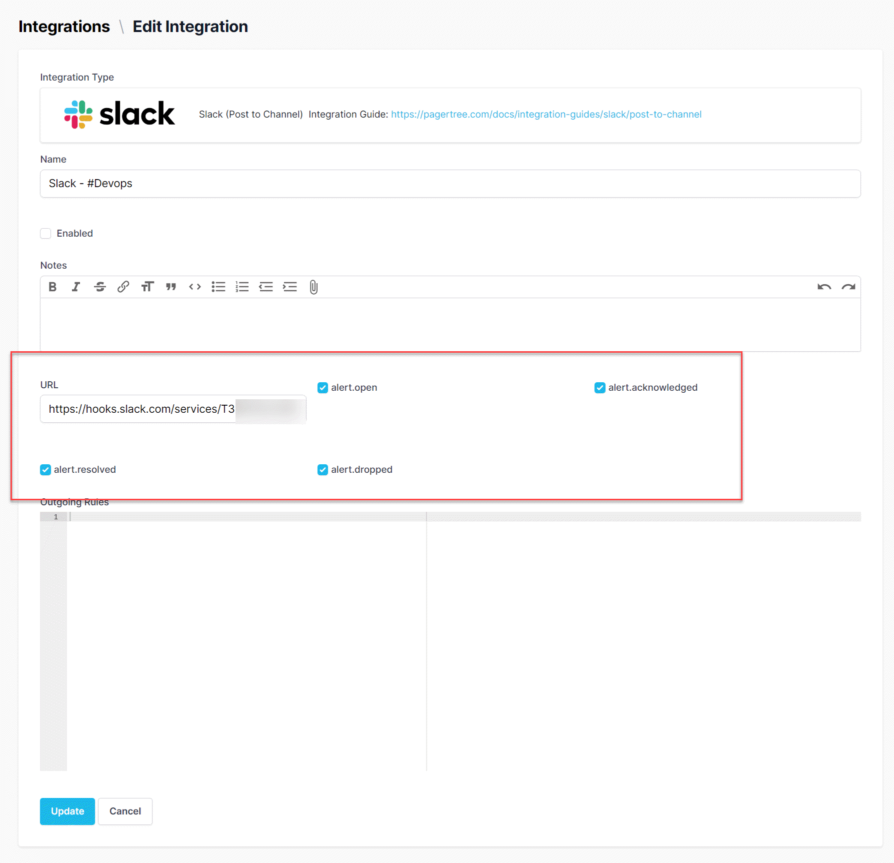 Copy the Slack Webhook URL.
